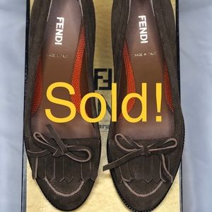SOLD! Fendi fringe loafer with orange heel. New